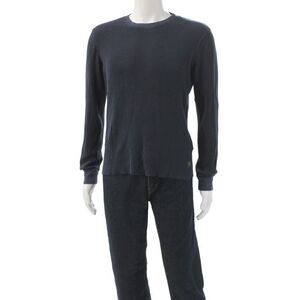 BOSS Orange Mens Basic T-Shirt Blue Cotton Crew Neck Long Sleeve Size M